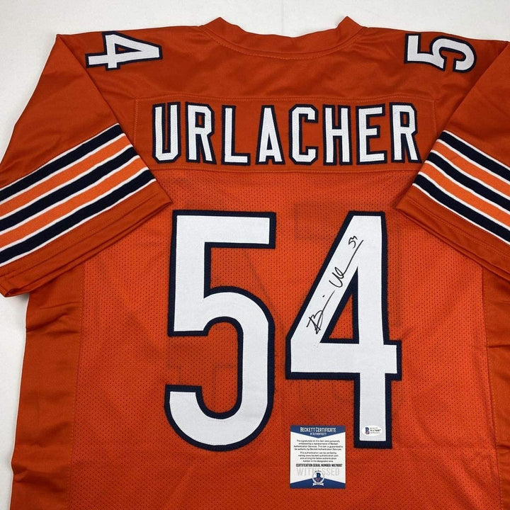 Autographed/Signed Brian Urlacher Chicago Orange Jersey Beckett BAS COA