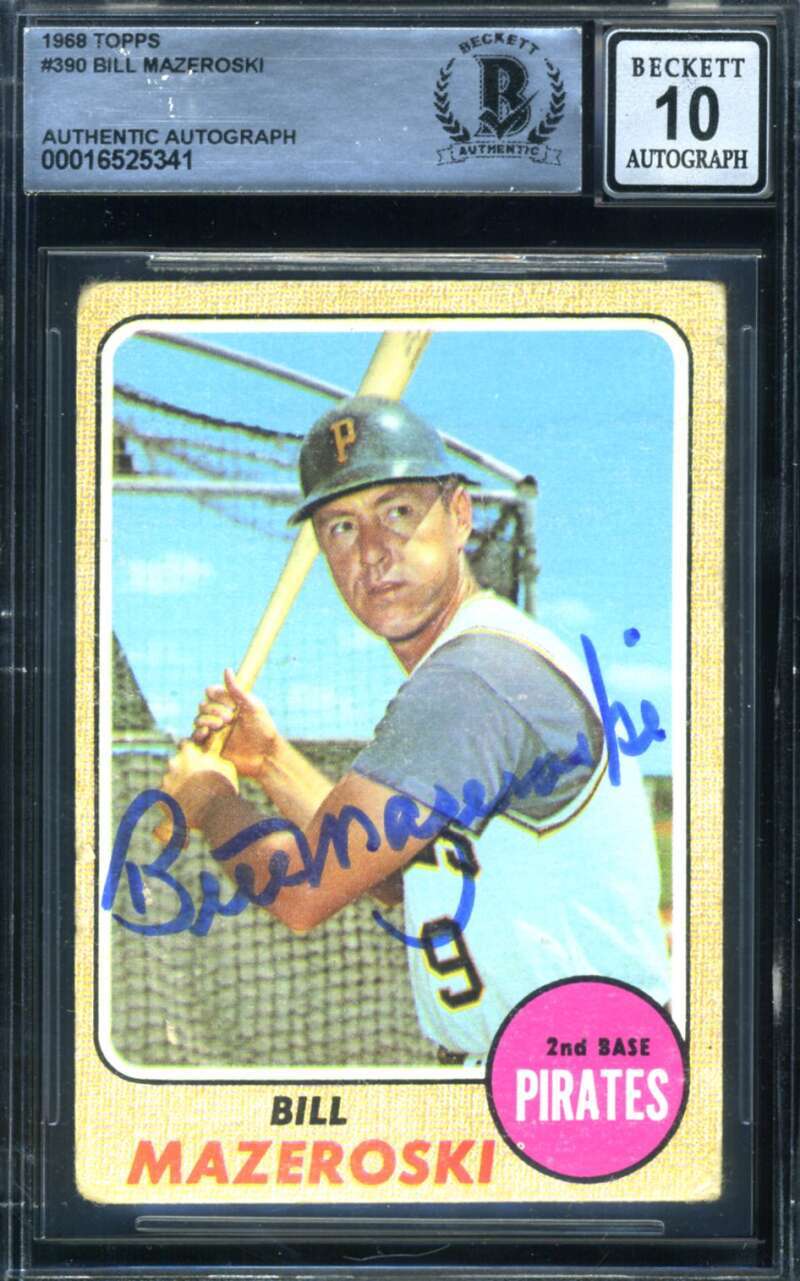 Bill Mazeroski Gem Mint 10 Beckett BAS Signed 1968 Topps Autograph