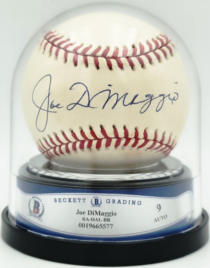 Joe DiMaggio Signed AL Baseball New York Yankees Auto Mint 9 Beckett