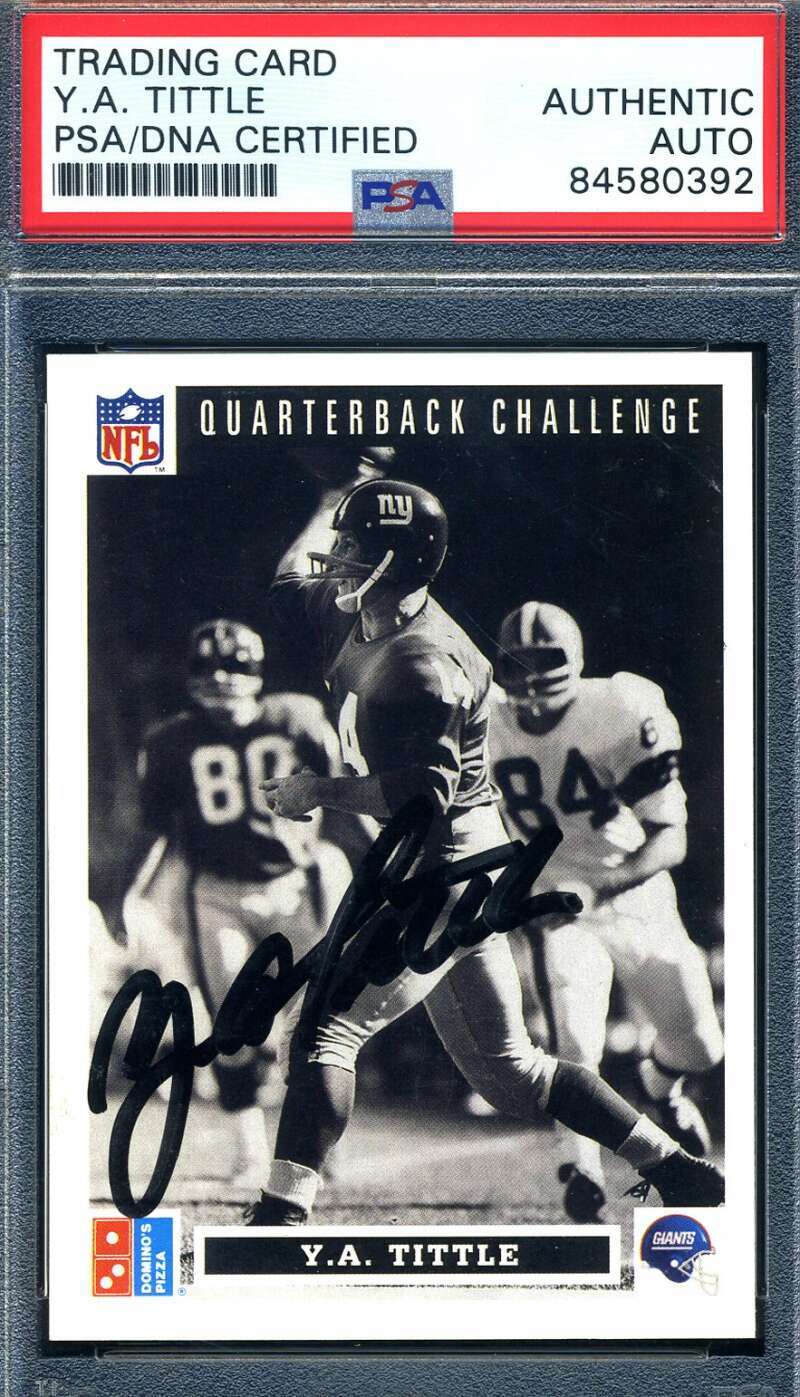 Ya Tittle PSA DNA Coa Signed 1990 Dominos Upper Deck Autograph