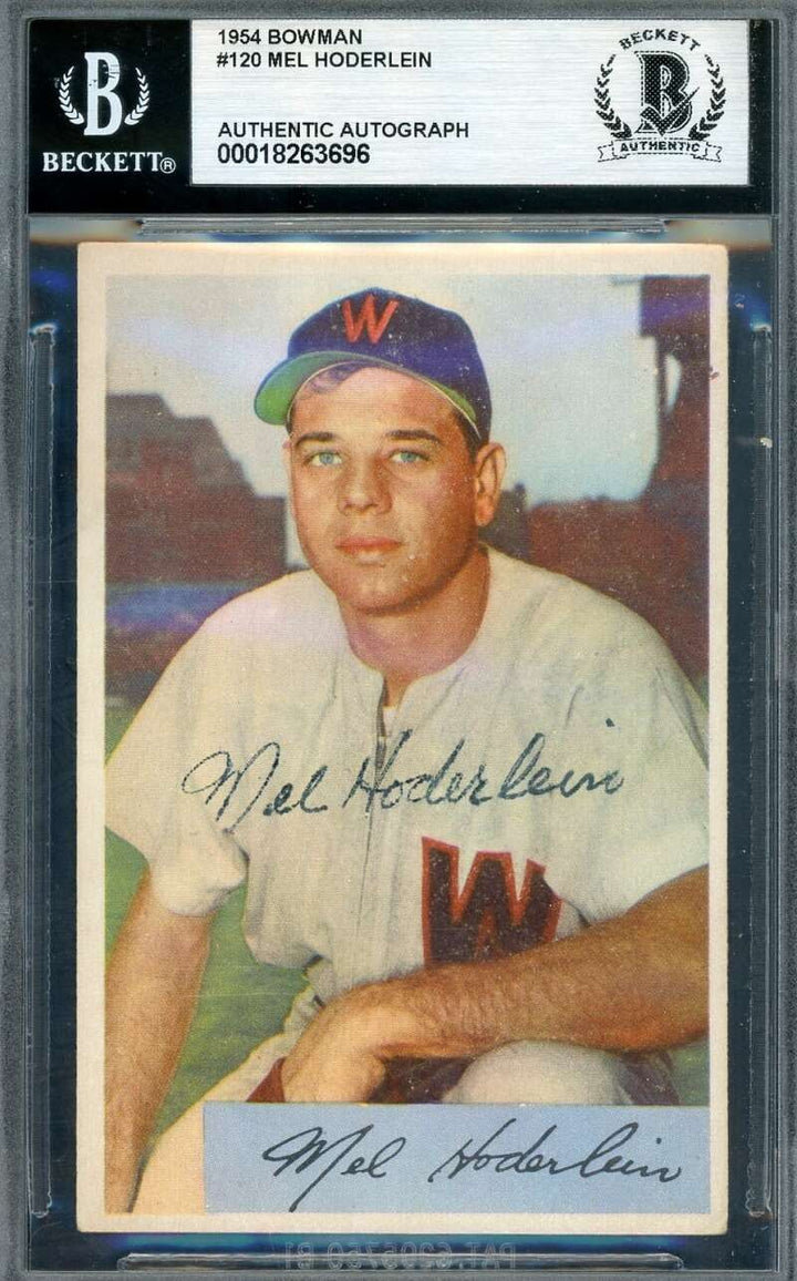 Mel Hoderlein Beckett BAS Signed 1954 Bowman Autograph