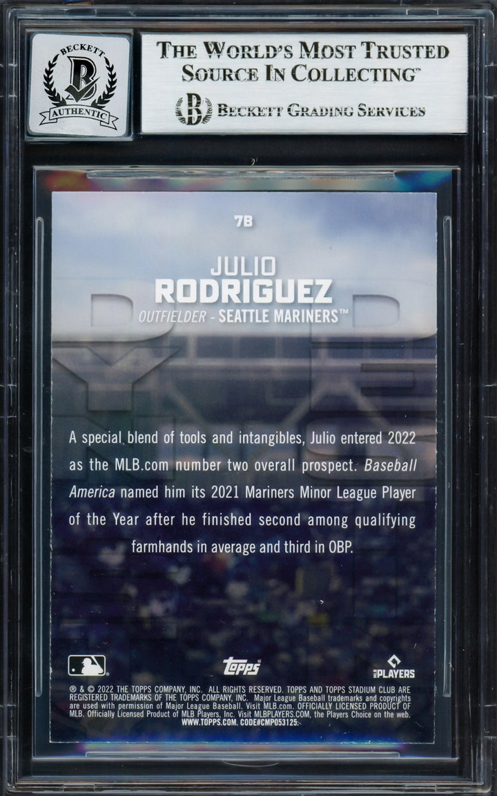 Julio Rodriguez Signed 2022 Stadium Club Destiny RC 7B Mariners Sig 10 Beckett
