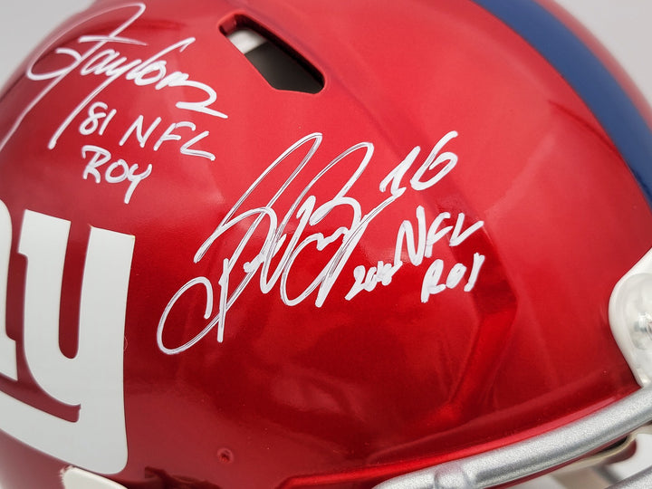 Lawrence Taylor Saquon Barkley Auto Giants Flash Red Full Auth Helmet ROY BAS
