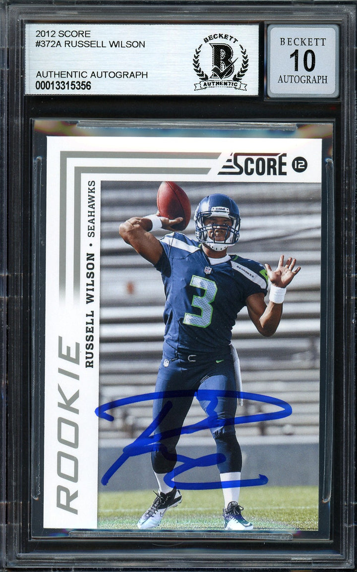 Russell Wilson Signed 2012 Score RC 372 Seahawks Auto GM 10 Beckett #13315356