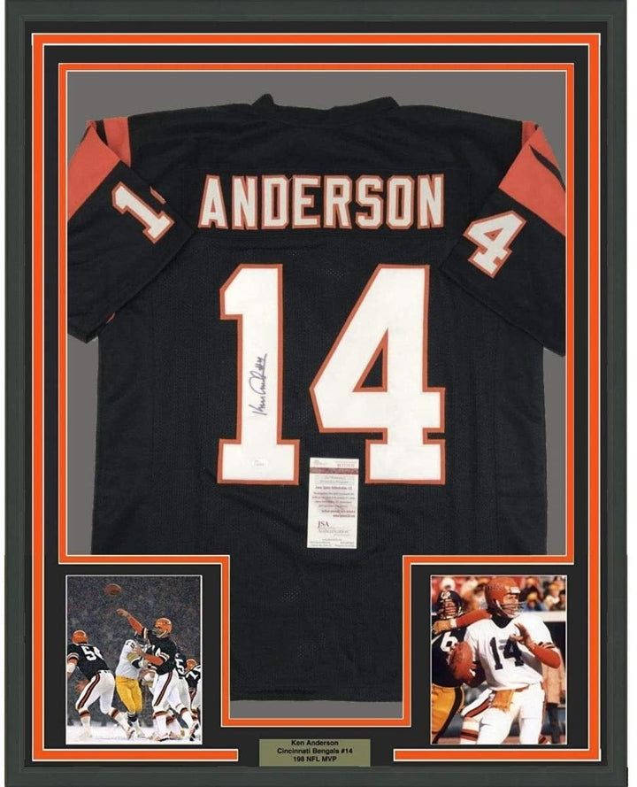 FRAMED Signed KEN ANDERSON 35x39 Cincinnati Black Jersey JSA COA