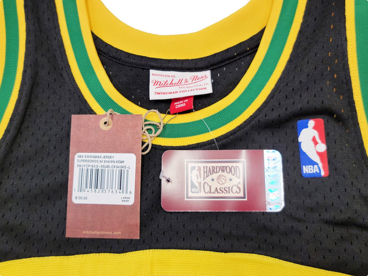 Sonics Shawn Kemp Auto Black AUTH Mitchell Ness HWCs Swingman Jersey L Reign Man
