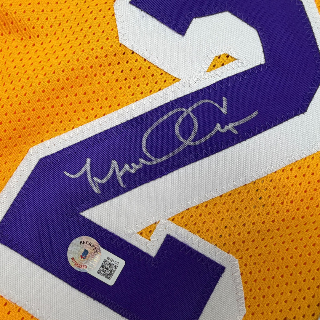 Autographed/Signed Michael Cooper Los Angeles Yellow Jersey Beckett BAS COA