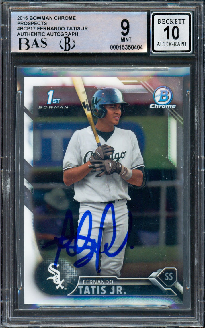 Fernando Tatis Jr. Auto 2016 Bowman Chrome RC BCP17 Padres BGS 9 Sig 10 Beckett