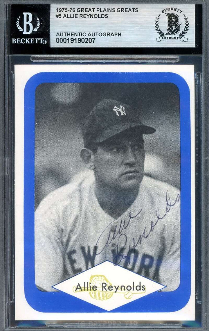 Allie Reynolds Beckett BAS Signed 1975-76 Great Plains Greats Autograph