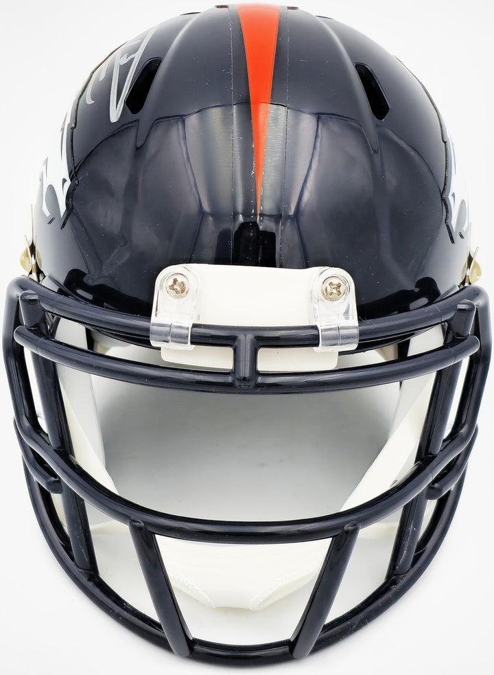 Russell Wilson Signed Denver Broncos Blue Speed Mini Helmet Fanatics Holo