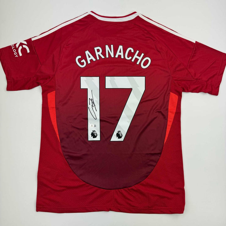 Autographed/Signed Alejandro Garnacho Manchester United Red Jersey COA #3