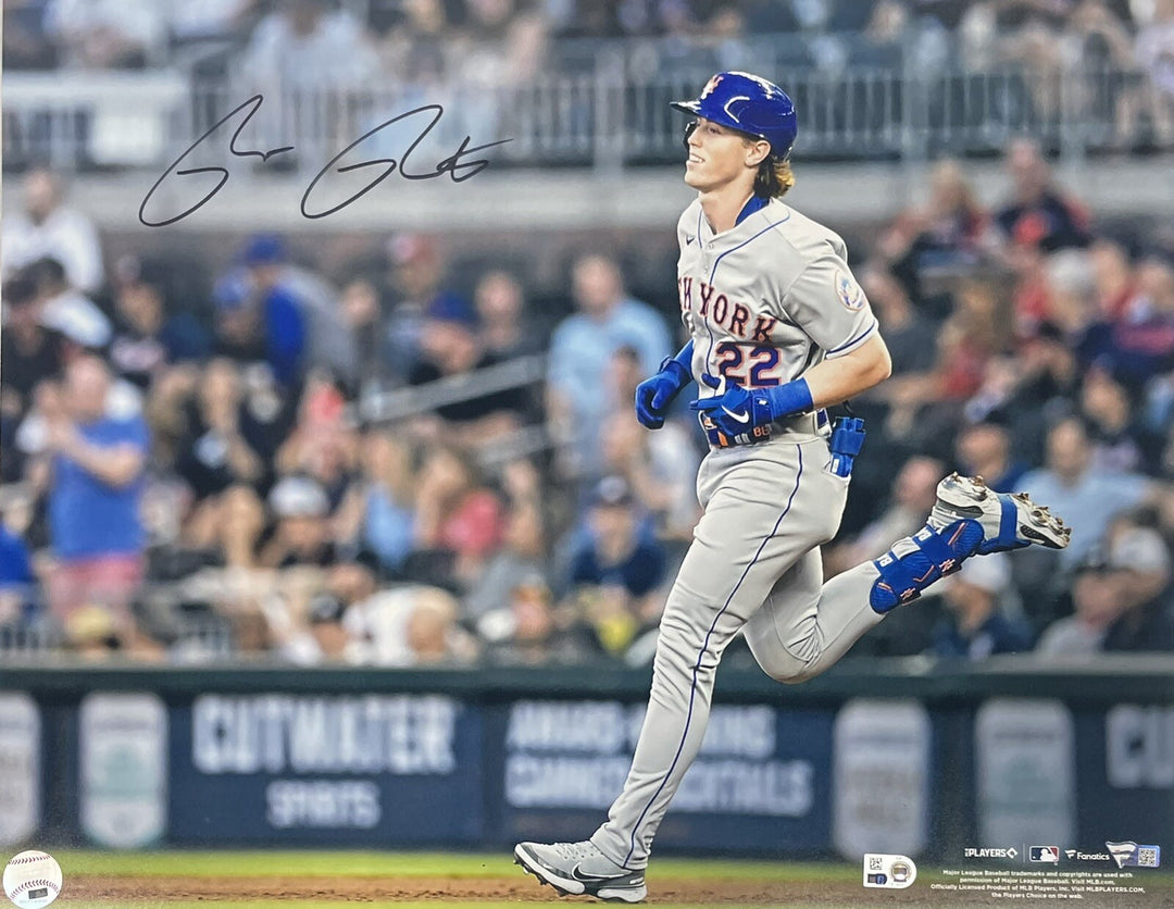 Brett Baty Signed Mets 16x20 Framed Photo 1st AB 1st Home Run Auto Fanatics MLB