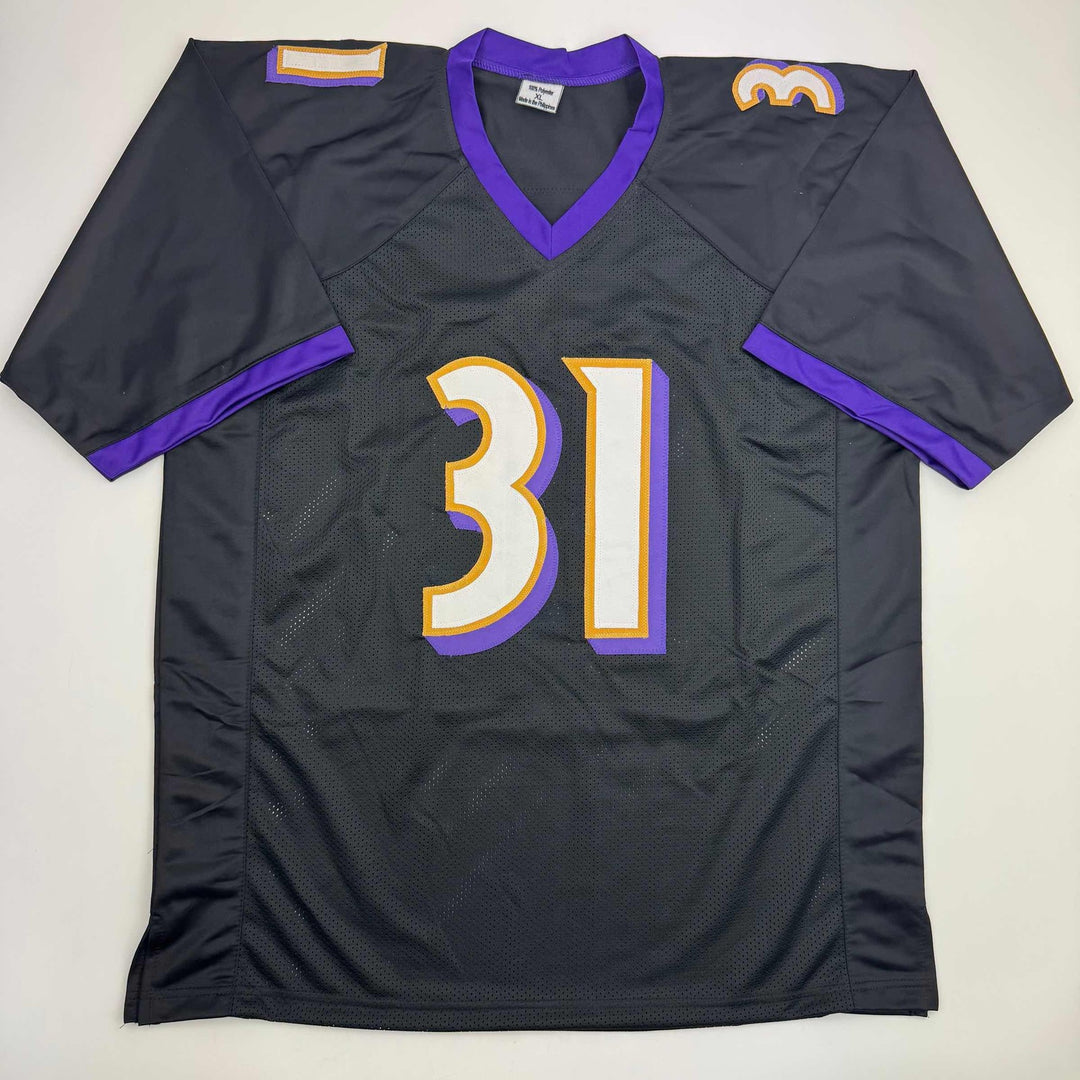 Autographed/Signed Jamal Lewis Baltimore Black Football Jersey Beckett BAS COA