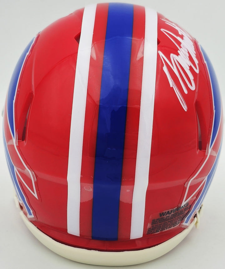 Bruce Smith Signed Bills Red Throwback 1987-2001 Speed Mini Helmet Beckett Wit