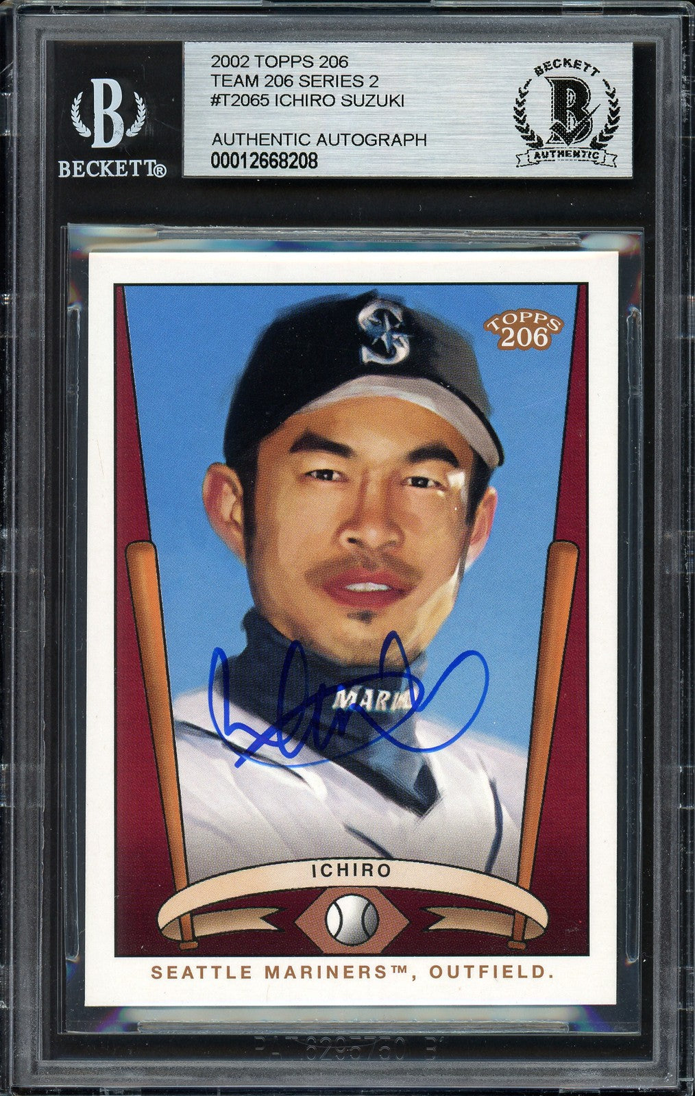 Ichiro Suzuki Signed 2002 Topps 206 Card T206-5 Seattle Mariners Beckett