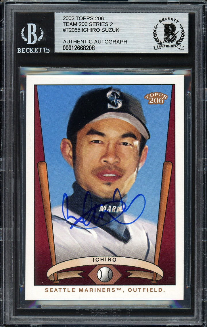 Ichiro Suzuki Signed 2002 Topps 206 Card T206-5 Seattle Mariners Beckett