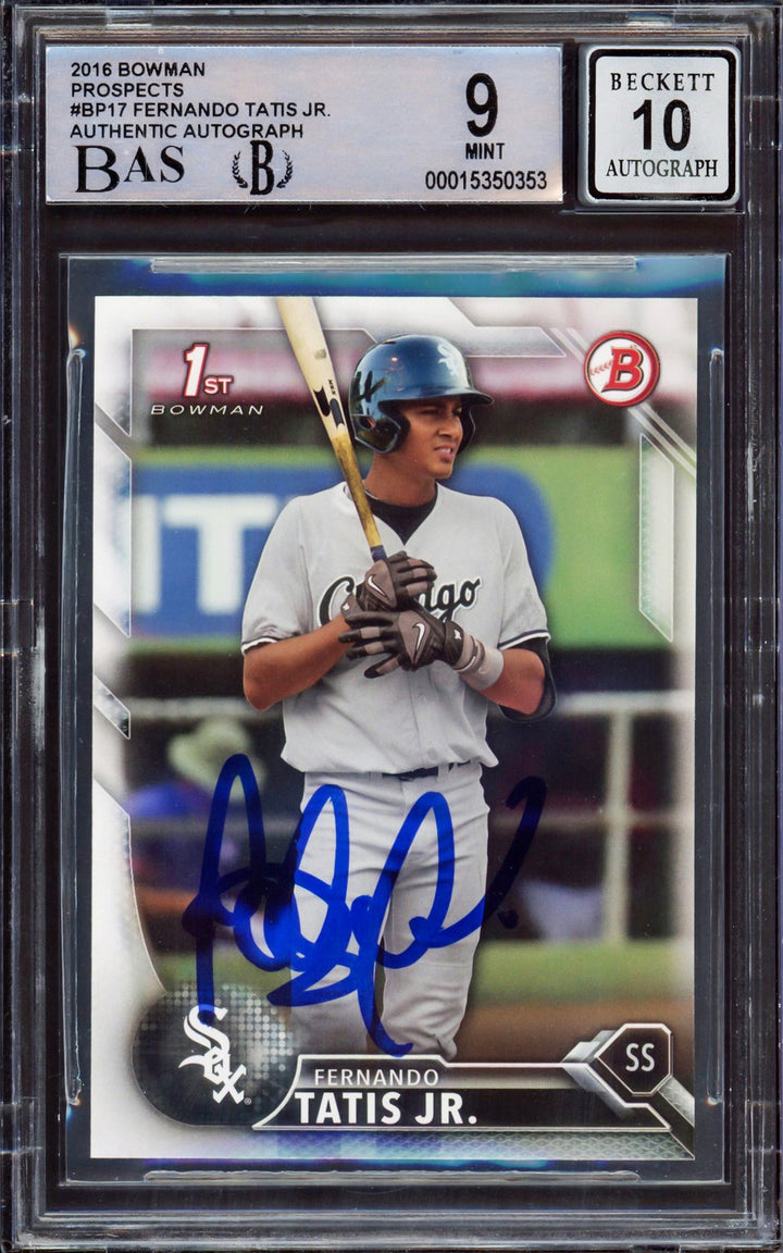 Fernando Tatis Jr. Signed 2016 Bowman Prospect RC #BP17 San Diego Padres BGS 9