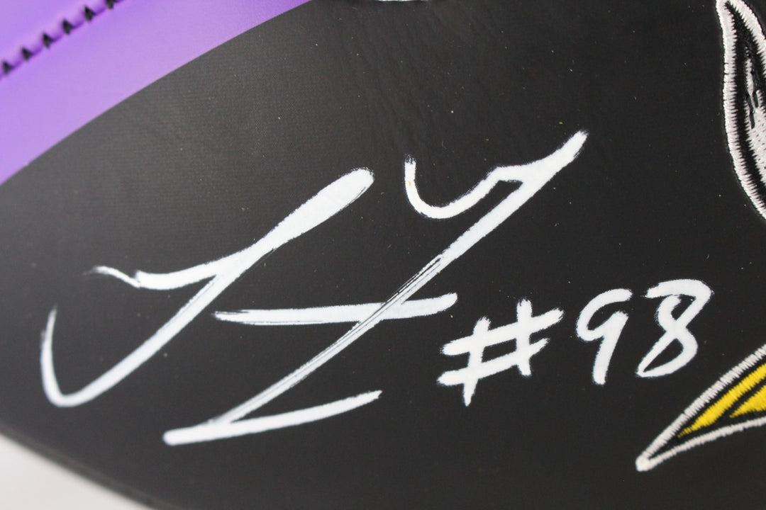 Linval Joseph Autographed Minnesota Vikings Logo Football Defend The North 59388