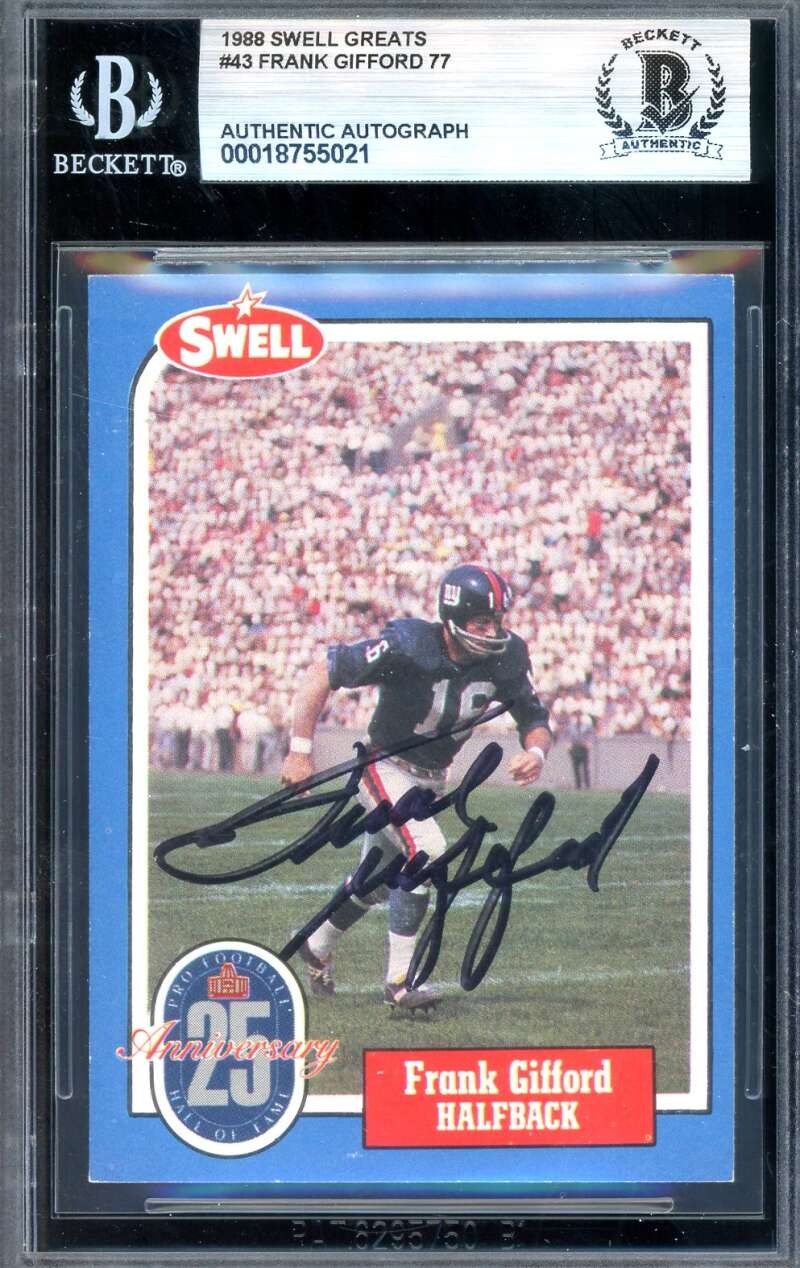 Frank Gifford Beckett BAS Signed 1988 Swell Greats Autograph Giants
