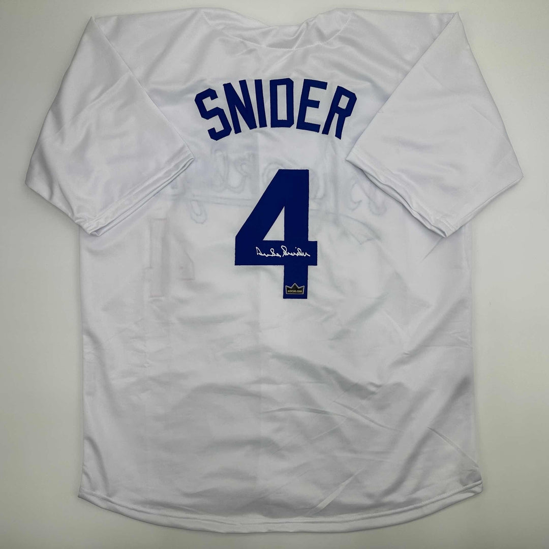 Facsimile Autographed Duke Snider Brooklyn Los Angeles White Reprint Jersey XL