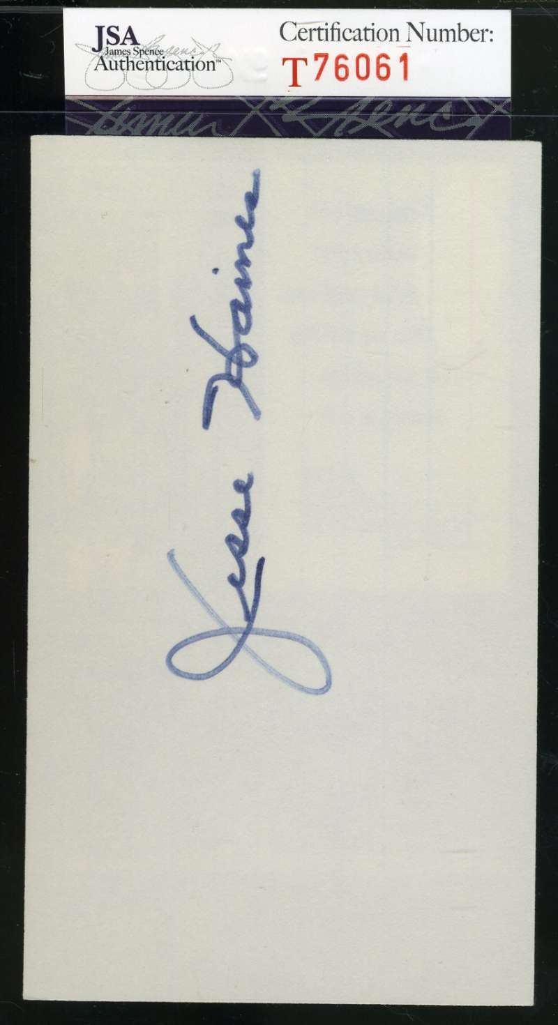 Jesse Haines Jsa Coa Autograph 3x5 Index Card Hand Signed Authentic