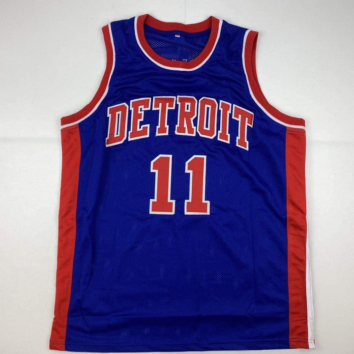 Autographed/Signed Isiah Thomas Detroit Blue Jersey Beckett BAS COA
