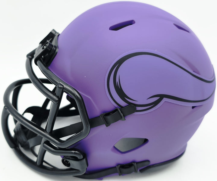 Jordan Addison Signed Vikings Rave Purple Speed Mini Helmet (In White) Beckett
