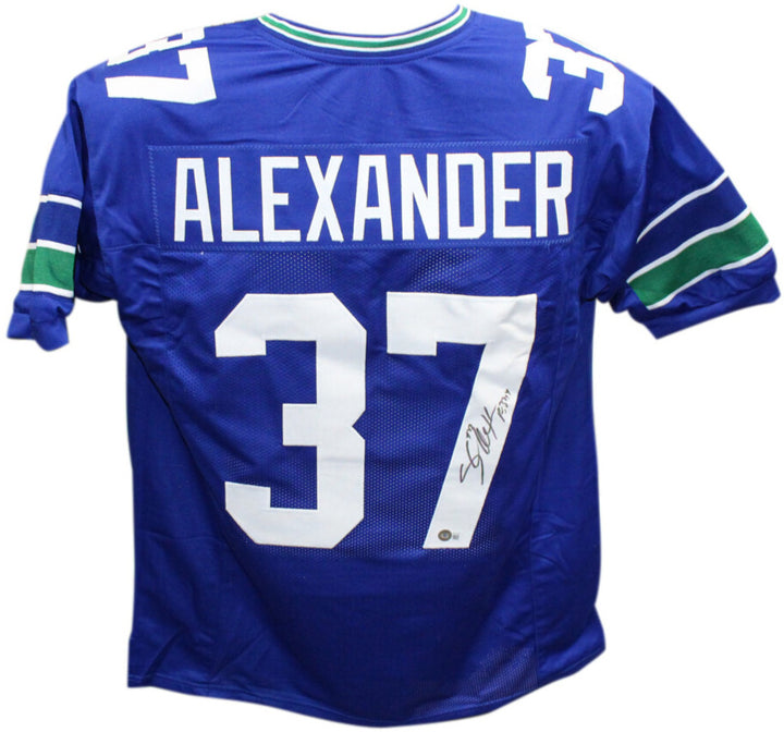 Shaun Alexander Autographed/Signed Pro Style blue jersey Beckett 41013
