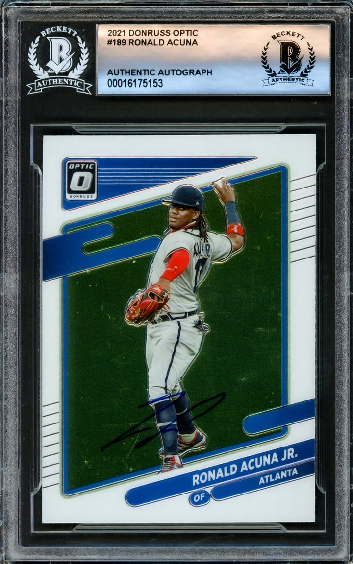 Ronald Acuna Jr. Signed 2021 Donruss Optic Card #189 Atlanta Braves Beckett