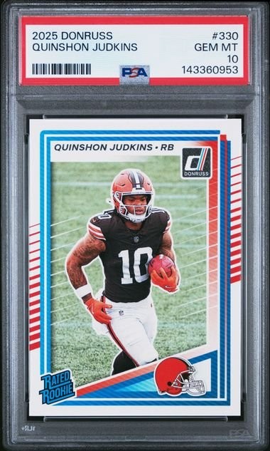 Graded 2025 Panini Donruss Quinshon Judkins #330 Rookie Card PSA 10