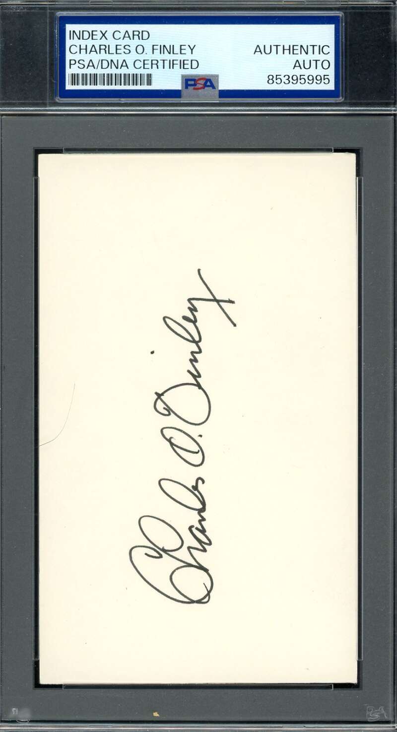 Charles O' Finley PSA DNA Coa Autograph 3x5 Index Card A`s Signed