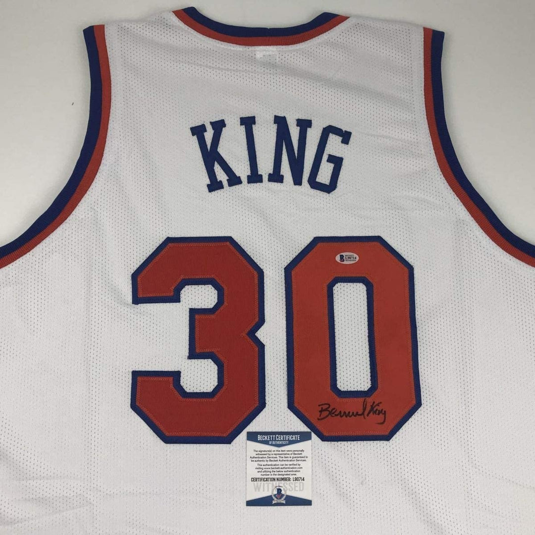 Autographed/Signed Bernard King New York White Jersey Beckett BAS COA