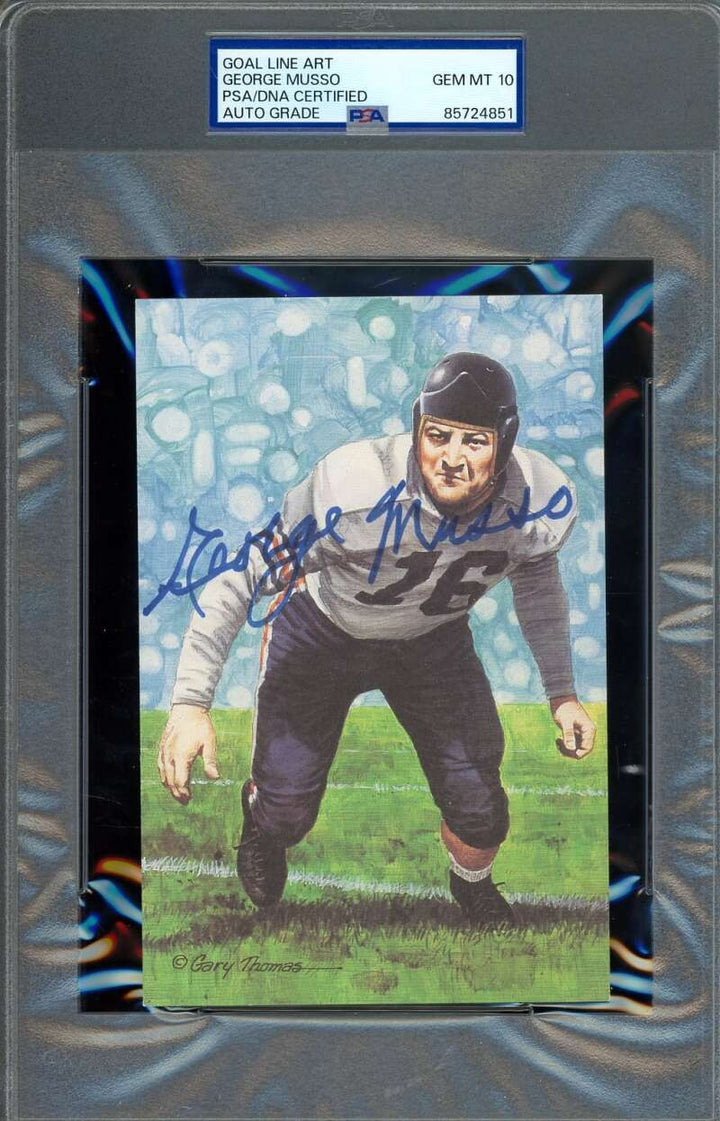 George Musso Gem Mint 10 PSA DNA Signed Goal Line Art Card GLAC Autograph