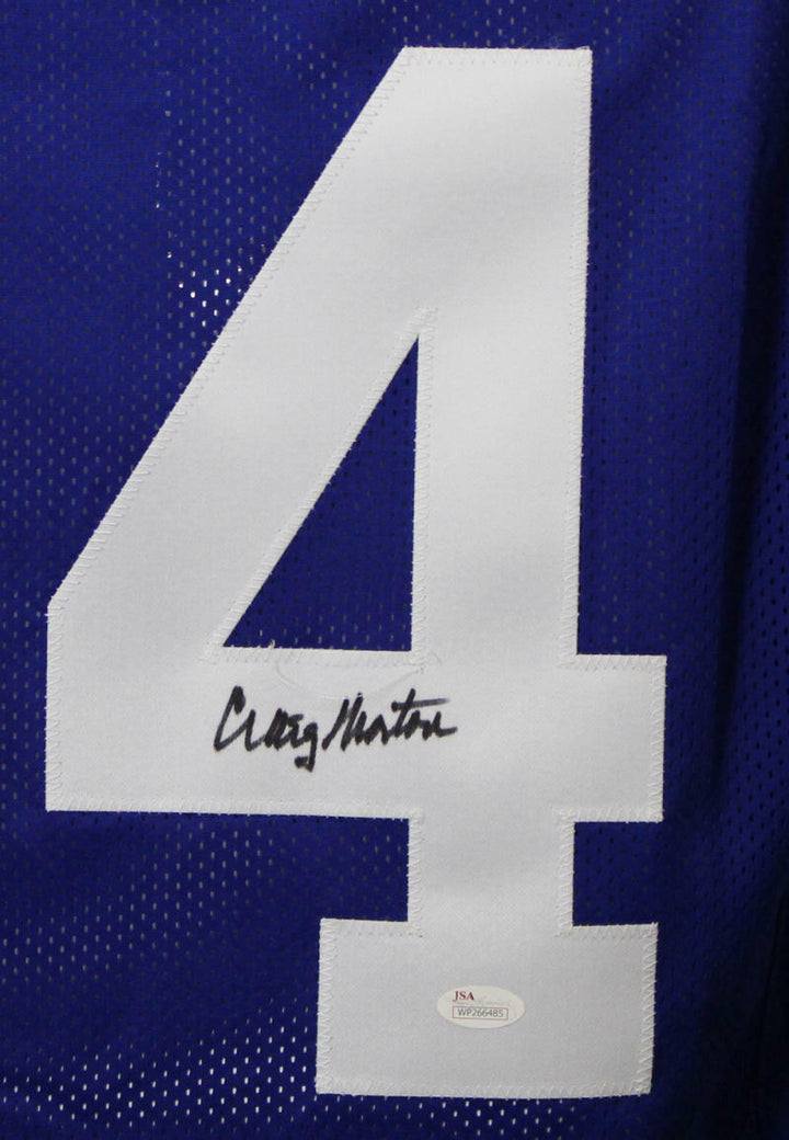 Craig Morton Autographed/Signed Pro Style XL Blue Jersey JSA 13470
