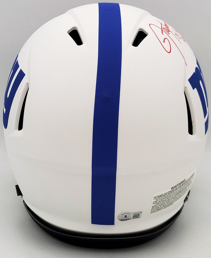 Lawrence Taylor Saquon Barkley Auto Giants Lunar Eclipse White FS Helmet ROY BAS