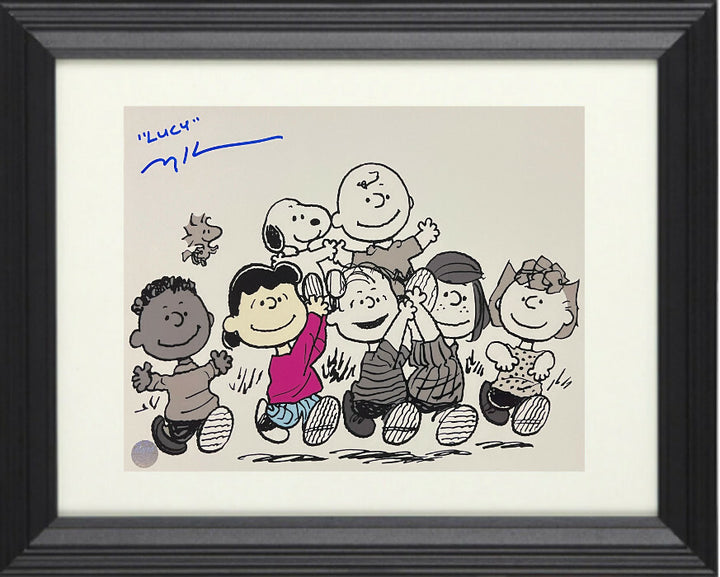 Melanie Kohn signed PEANUTS Spotlight 8x10 Photo Framed w/ Lucy- AWM Hologram