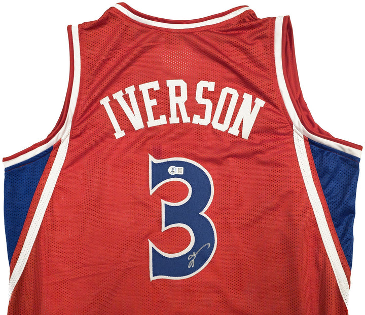 Philadelphia 76ers Allen Iverson Autographed Signed Red Jersey Beckett Wit