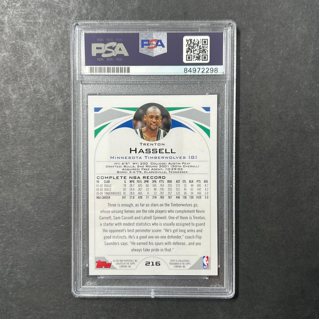 2004-05 Topps #216 Trenton Hassell Signed Card AUTO PSA Slabbed Minnesota Timber