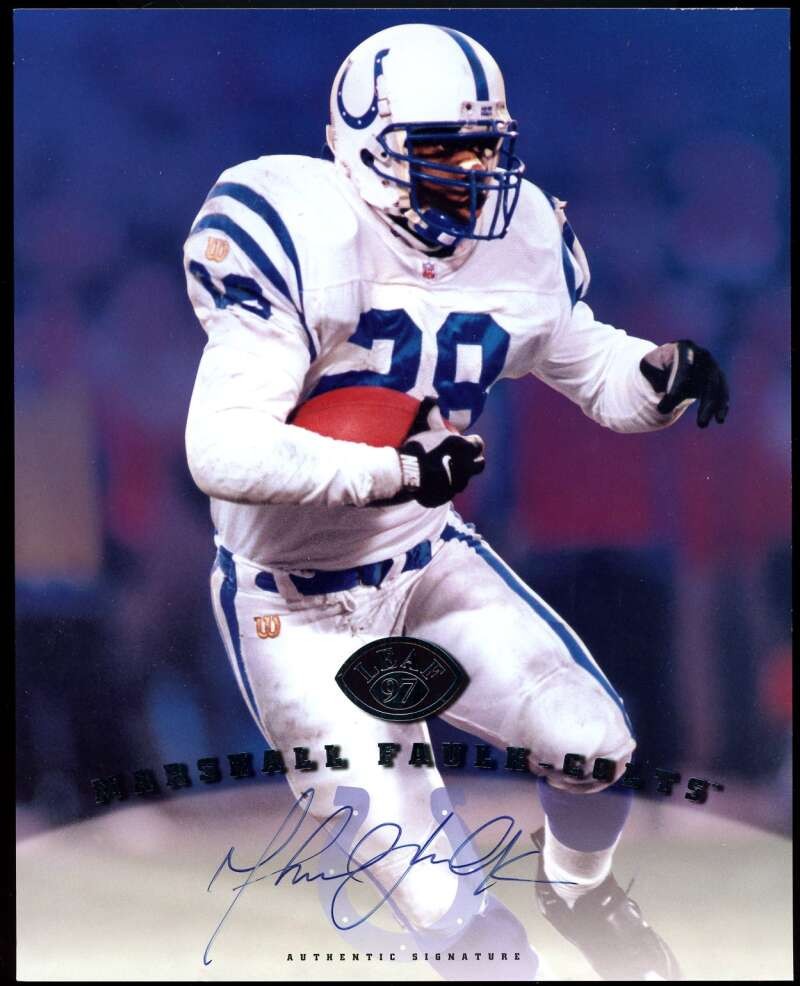Marshall Faulk PSA DNA Autograph 1997 Leaf 8x10 Photo Signed