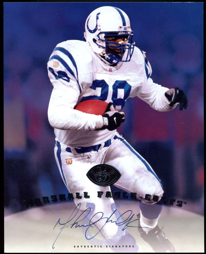 Marshall Faulk PSA DNA Autograph 1997 Leaf 8x10 Photo Signed
