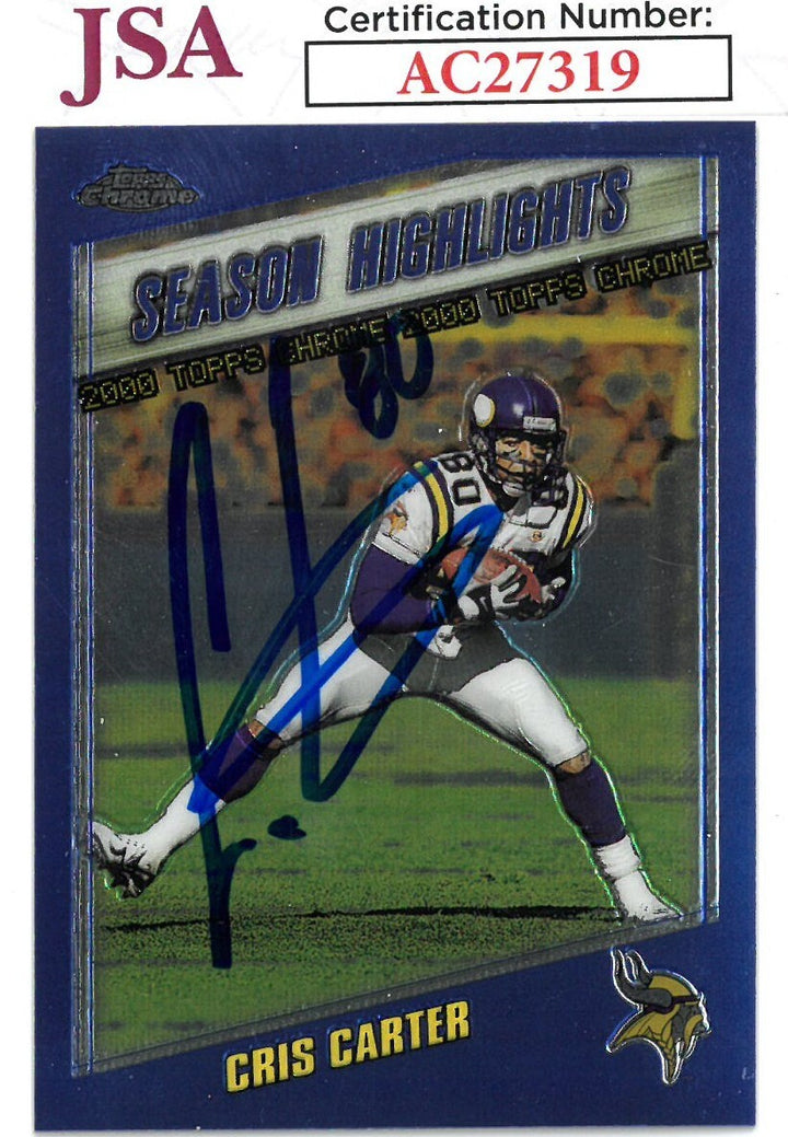 Cris Carter signed 2000 Topps Chrome Football Card #193- JSA #AC27319