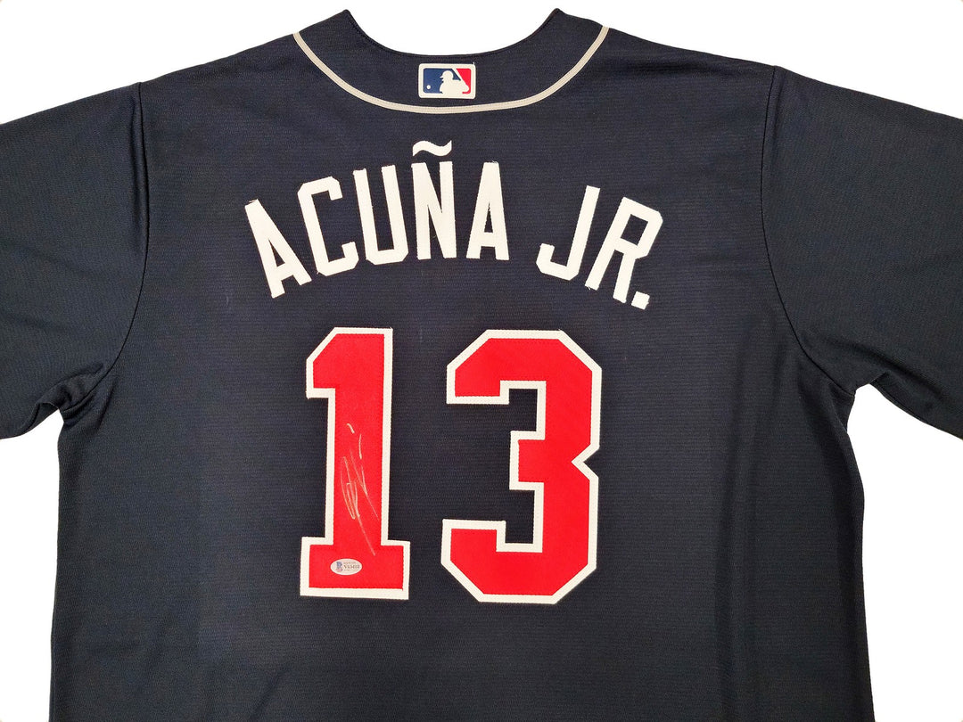 Atlanta Braves Ronald Acuna Jr. Signed Blue Nike Jersey Size XL Beckett