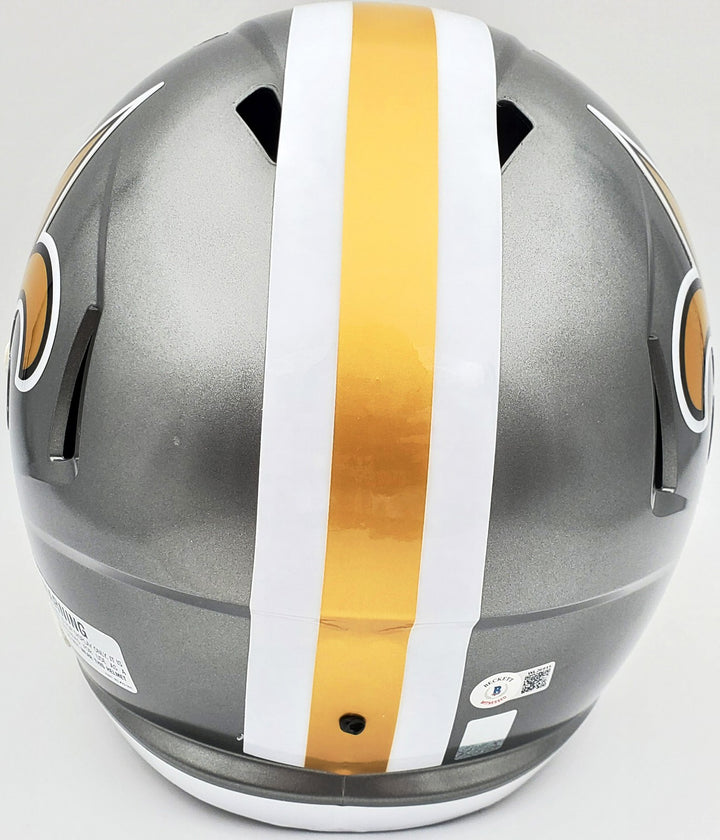Drew Brees Auto Saints Flash Silver Full Size Rep Speed Helmet SB 44 MVP Beckett