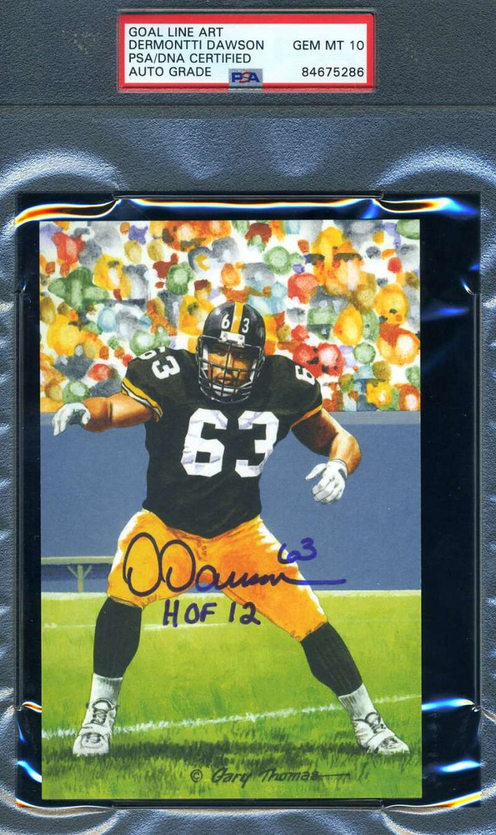 Dermontti Dawson Gem Mint 10 PSA DNA Slabbed Signed Goal Line Autograph GLAC