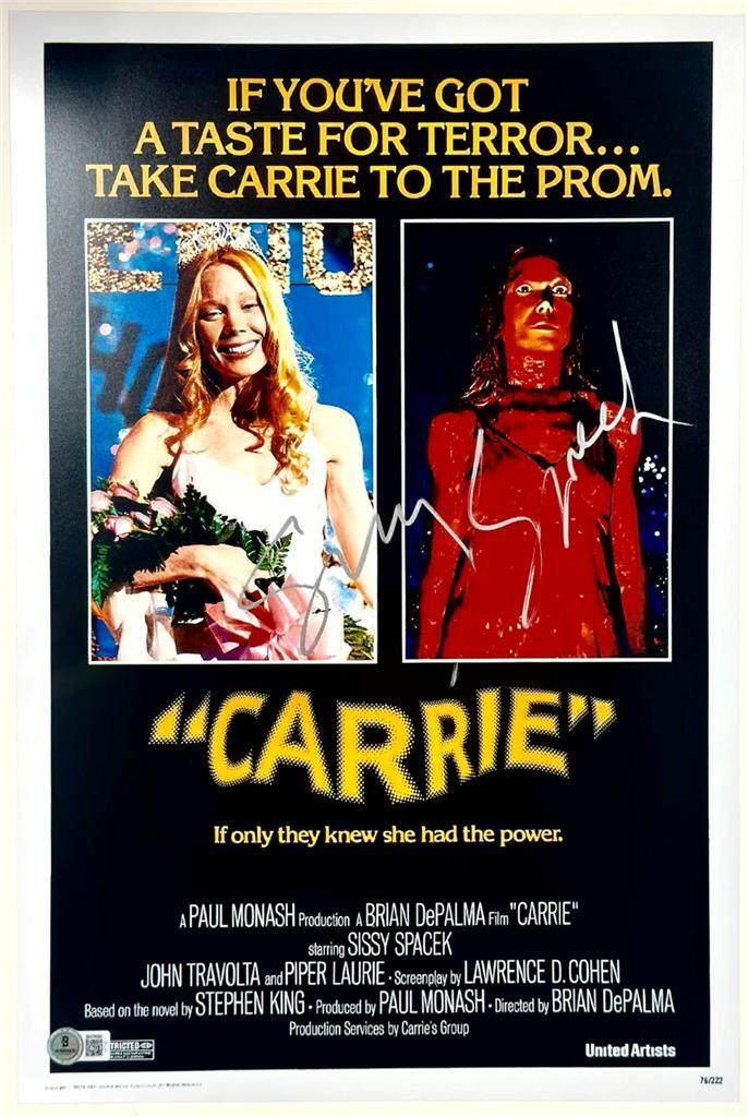 Sissy Spacek signed Carrie 12x18 Movie Poster Photo autograph (B) ~ Beckett BAS