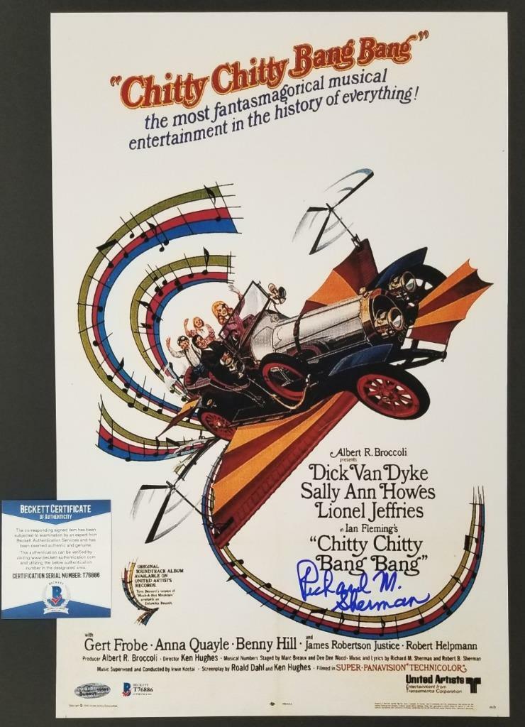 Richard Sherman signed Chitty Chitty Bang Bang 11x17 Photo Movie Poster ~ BAS