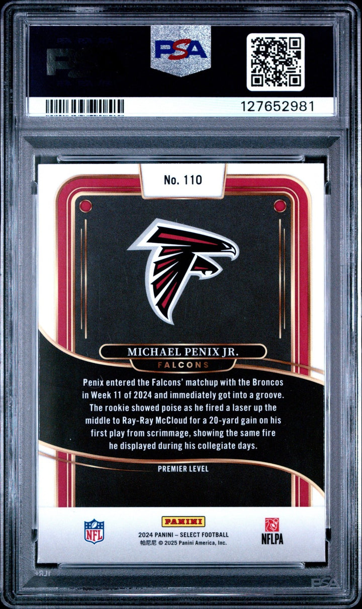 Graded 2024 Panini Select Michael Penix Jr. #110 Rookie RC Card PSA 9