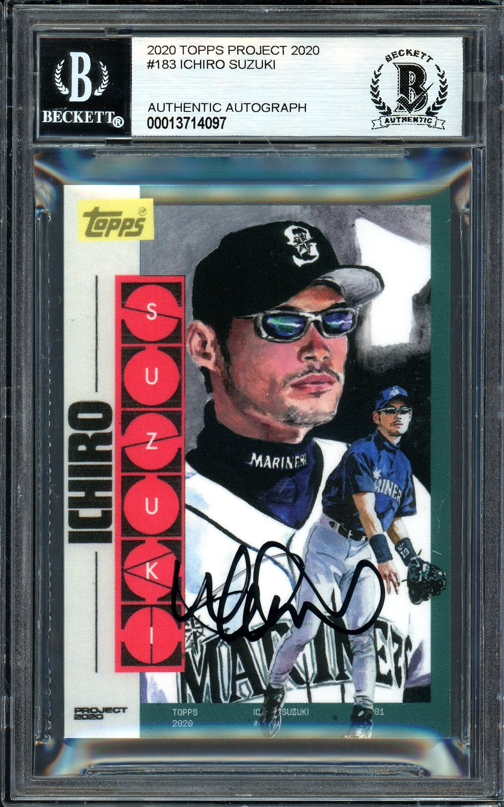Ichiro Suzuki Signed Topps Project 2020 Jacob Rochester Card 183 #4/10 Beckett