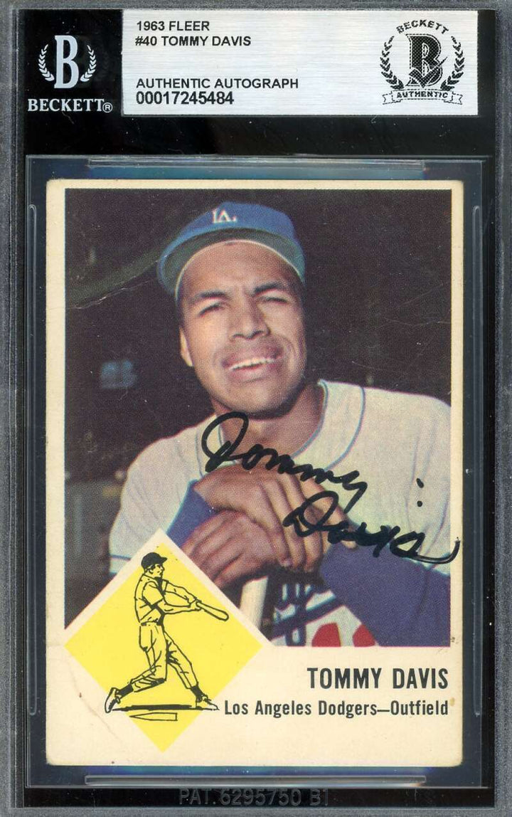 Tommy Davis Beckett BAS Signed 1963 Fleer Autograph