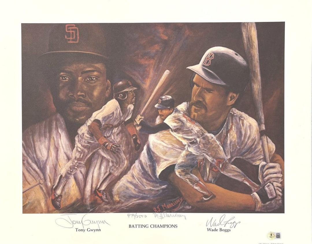 Tony Gwynn Wade Boggs Signed 19x24 Batting Champions Lithograph BAS LOA